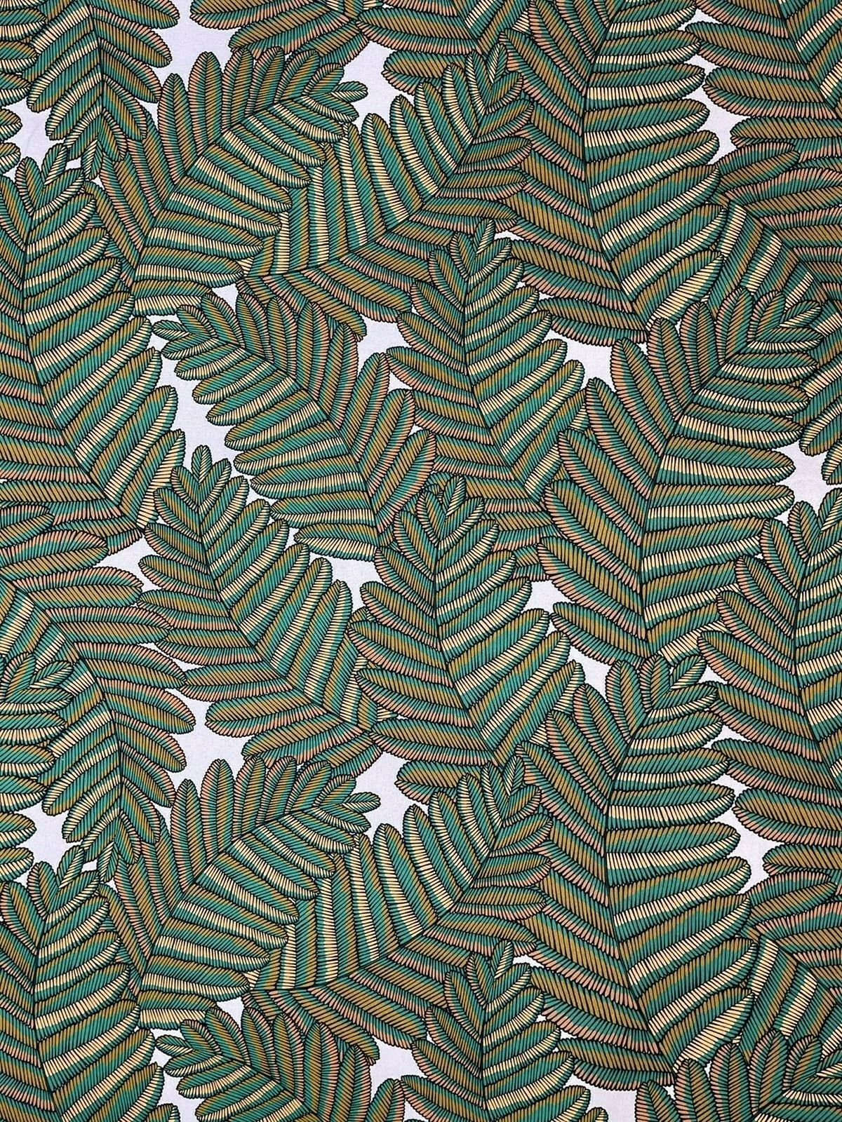 Fern Cotton Fabric by Meter Green Botanical Sewing Material Tree Light Grey Yellow  Golden Bronze Colors Textile