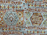 Thumbnail for Oriental Kilim Terracotta Yellow Orange Digital Print Cotton Fabric by Metre