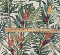 Thumbnail for Birds of Paradise Tropical Floral Upholstery Beige Woven Fabric