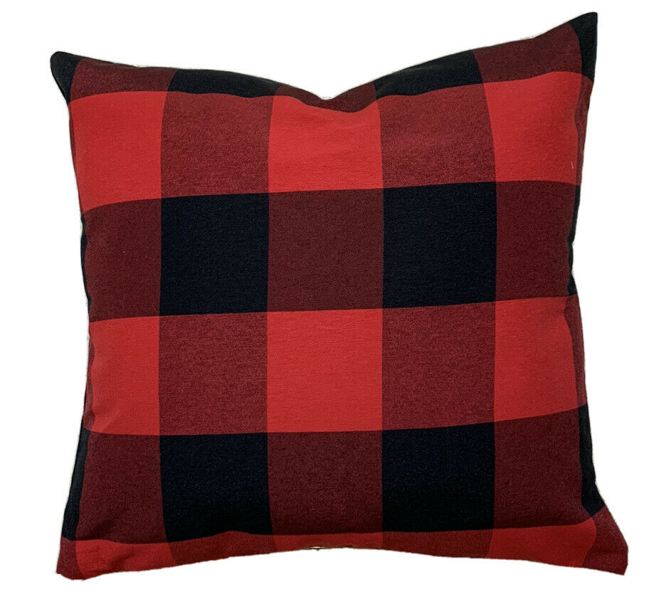 Black and Red Checks Cushion Cover Checked Woven Cotton Fabric 16" 18" 20" 24"