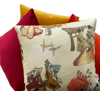Thumbnail for Samurai Cushion Cover Japanese Ladys Geisha Pillowcase Sunrise Tree Bird Toile