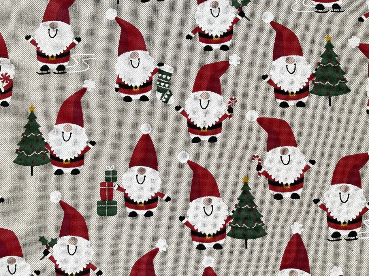 Jolly Santa Cotton Fabric Red Merry Xmas Print for Home Decor Tablecloths Crafts and Kids Winter Gift