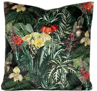 Thumbnail for Green House Floral Velvet Cushion Cover Botanical Pillow Case Tropical Leaves Orchid Sofa Couch Decor