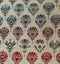 Thumbnail for Peacock Feathers: Beige Geometric Upholstery Fabric by the Meter