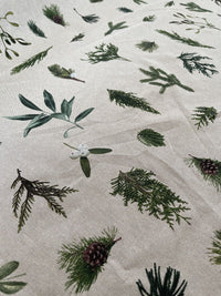 Thumbnail for Mistletoe Cotton Fabric - Green Pine Tree Leaves Print, Christmas Sewing Material for Home Decor & Crafts