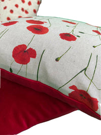 Thumbnail for Spring Poppy Flowers Cushion Cover Red Floral Velvet Pillow Throw Xmas Meadow Fields