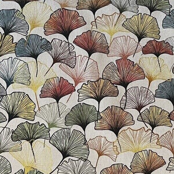 Gingko Cotton Fabric Botanical Sewing Material Nature Tree Yellow Autumn Leaves Textile for Home Decor