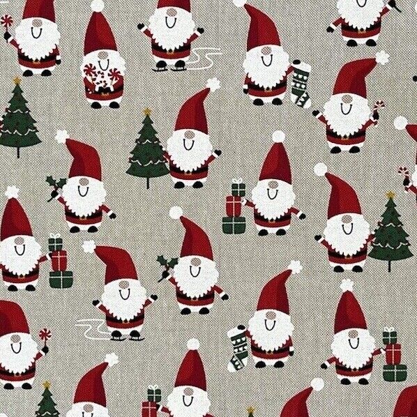 Jolly Santa Cotton Fabric Red Merry Xmas Print for Home Decor Tablecloths Crafts and Kids Winter Gift