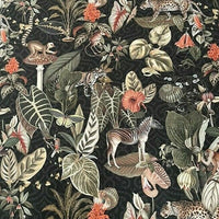 Thumbnail for Jungle Kingdom Animals Fabric - Black Velvet Sold by Meter