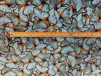Thumbnail for Butterflies Upholstery Fabric by Meter Turquoise Velvet Sewing Material Per Meters