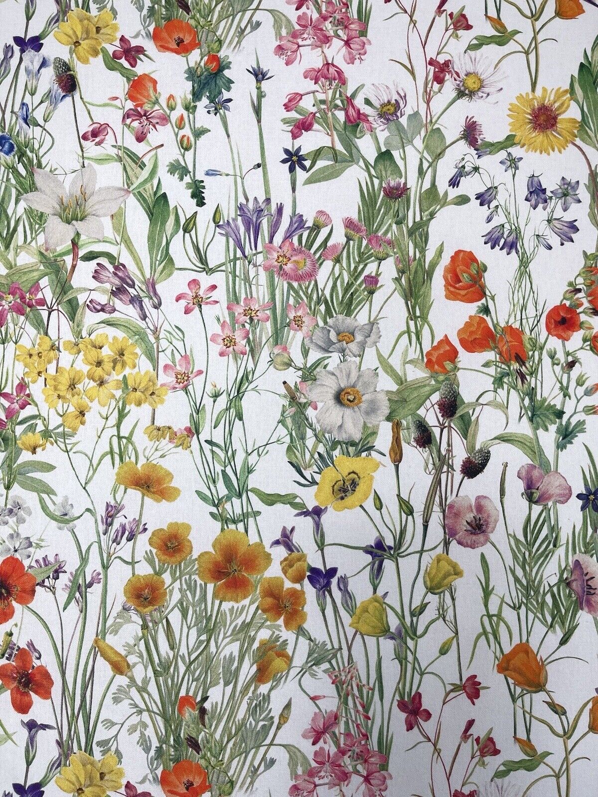 Summer Flowers Fields Cotton Fabric by Meter Botanical Floral Sewing Material By Yards Meters Poppy Print Textile Country Style Canvas For Pillows