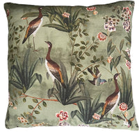 Thumbnail for Vintage Style Cushion Cover 22” Geese, Birds Decorative throw Pillow Case Plants, Flowers Pillowcase Green Sofa Home Decore