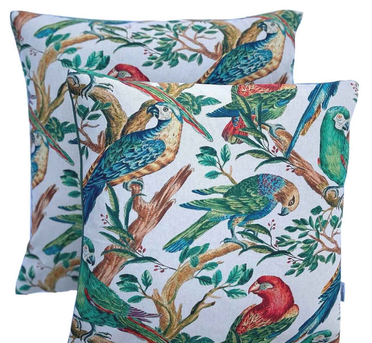 Parrots Cushion Cover Birds Tree Jungle Life Tropical Sofa Pillow Branches Leaf