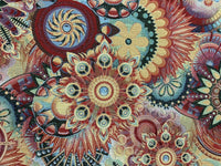 Thumbnail for Mandala Gobelin Woven Fabric by Meter Upholstery Red Orange Yellow Artistic Pop