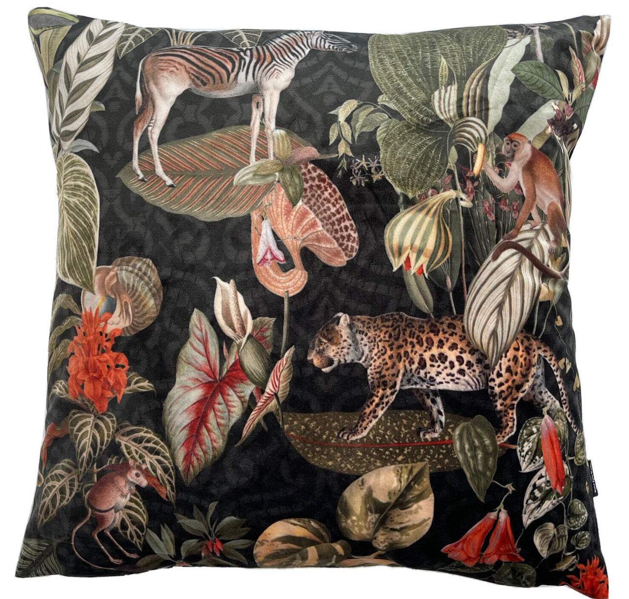 Jungle Kingdom Animals Throw Pillow Case Velvet Cushion Cover Botanical Animal Print Leopard Sofa Decor