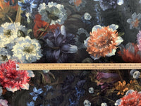 Thumbnail for Floral Velvet Fabric By Meter Tulips Roses Dark Upholstery Sewing Material Flowers Textile