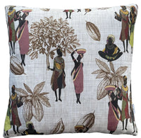 Thumbnail for African Women Native Cushion Cover Ethnic Decorative Pillow Case Beige Sofa Décor