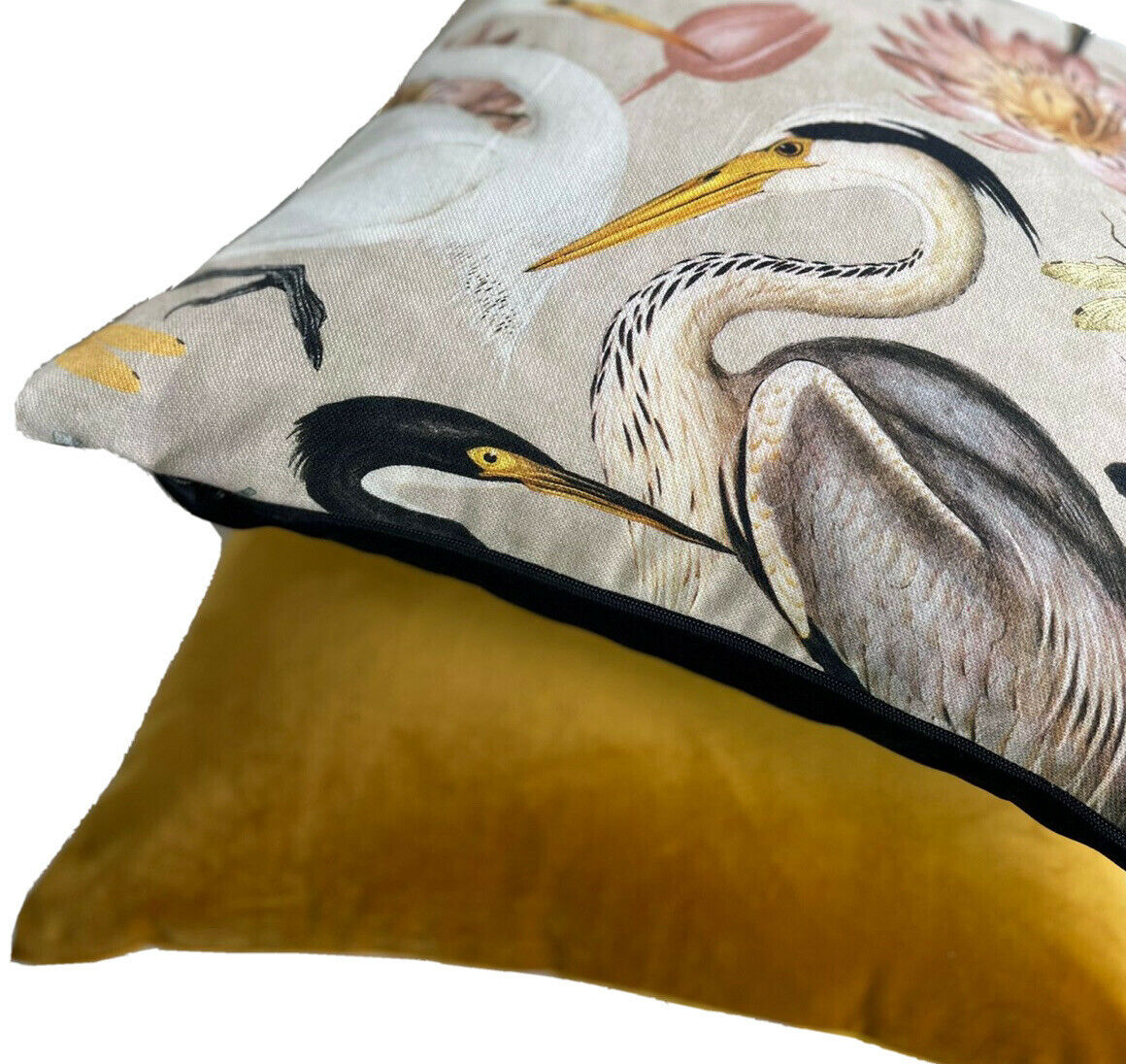 Birds Cushion Cover Herons Bird Pattern Throw Pillow Case 16” - 22”
