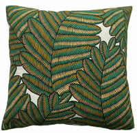 Thumbnail for Fern Sofa Throw Pillow Cover Green Cotton Cushion Cover Botanical Couch Decor Plants Grey Yellow Gold Leaves Pattern Kew Garden