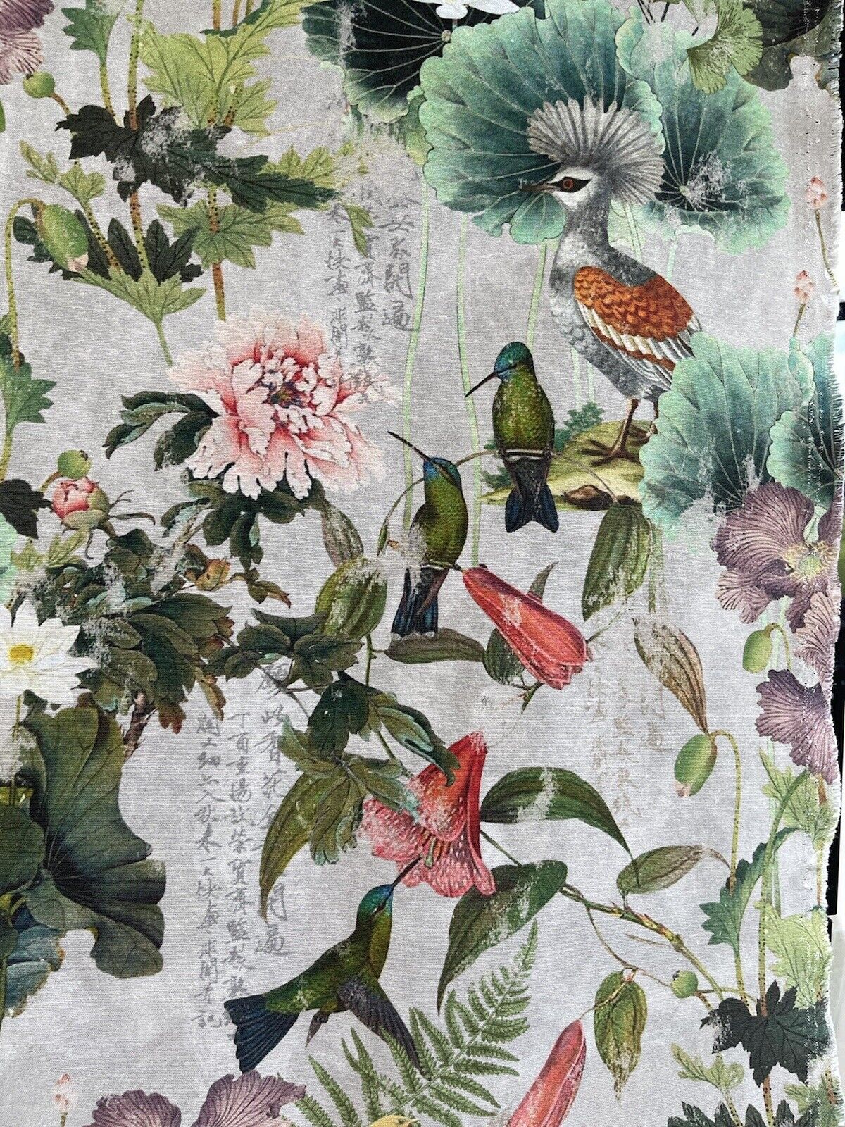 Vintage Floral Print Linen By The Yard or Meter, Vintage Botanical Flo