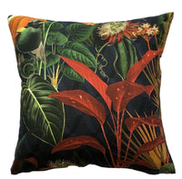 Thumbnail for Deep Jungle Cushion Cover Orange Anthurium Tailflower Blue Green Bird Botanical