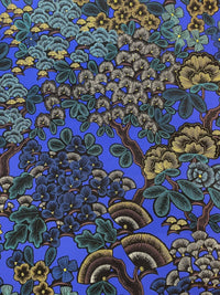 Thumbnail for Nights in Kew Garden Cotton Fabric by Meter Botanica Plants Tree Royal Blue