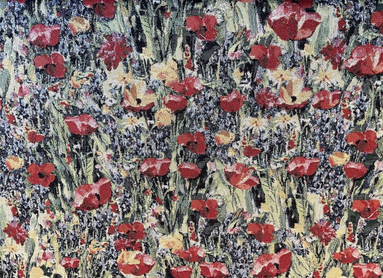Poppy Fields Fabric by the Meter Vibrant Floral Elegance