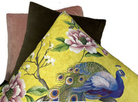 Thumbnail for Yellow Decorative Throw Pillow Case Peacock Cushion Cover Floral Pillowcase Pink Green Botanical Sofa Decore