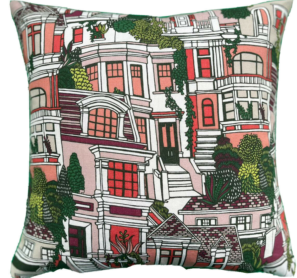 Little Village Houses Cushion Cover Cotton Throw Pillow Case Urban Pillowcase