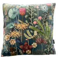 Thumbnail for Herbarium Velvet Cushion Cover Botanical Teal Green Pink Exotic Plants Floral