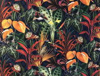 Thumbnail for Deep Jungle Cotton Fabric by The Meter Floral Sewing Material Tropical Textile