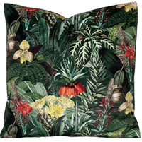 Thumbnail for Green House Floral Velvet Cushion Cover Botanical Pillow Case Tropical Leaves Orchid Sofa Couch Decor