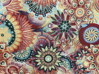 Thumbnail for Mandala Gobelin Woven Fabric by Meter Upholstery Red Orange Yellow Artistic Pop