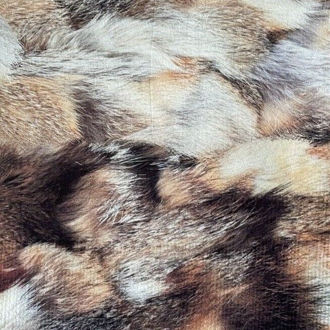 Wolf Animal Skin Italian Velvet Sold by Meter Upholstery Fur Brown Orange White