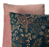 Thumbnail for Teal Cushion Cover Floral Botanical Print Verbena Plants - Kew Gardens Collection