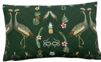 Thumbnail for Crowned Crane Cushion Cover Animal Snakes Pineapple Cotton Green Pillow