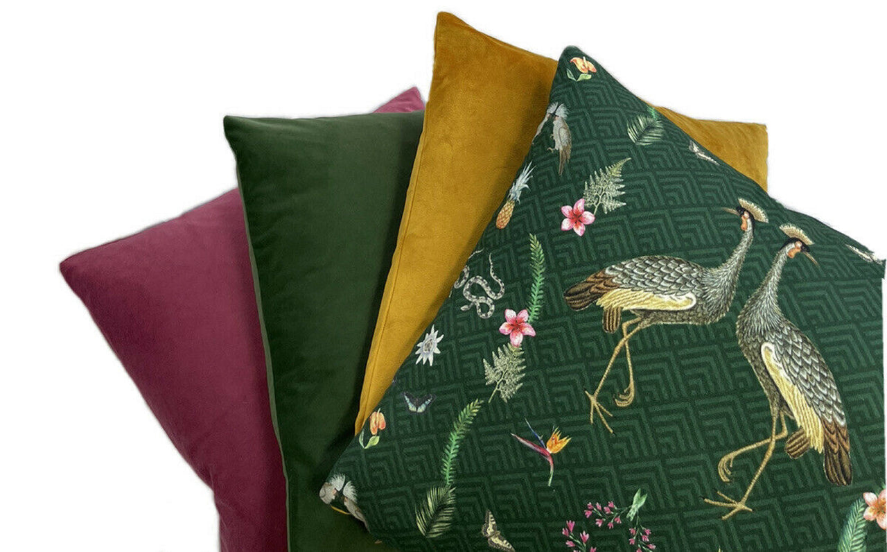 Crowned Crane Cushion Cover Animal Snakes Pineapple Cotton Green Pillow