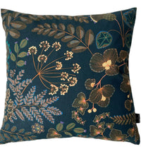 Thumbnail for Teal Cushion Cover Floral Botanical Print Verbena Plants - Kew Gardens Collection