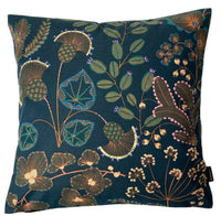 Thumbnail for Teal Cushion Cover Floral Botanical Print Verbena Plants - Kew Gardens Collection