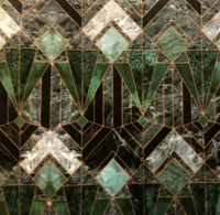 Thumbnail for Green Fabric By The Meter Geometric Velvet Sewing Material Art Deco Marble Diamonds Argyle Textile