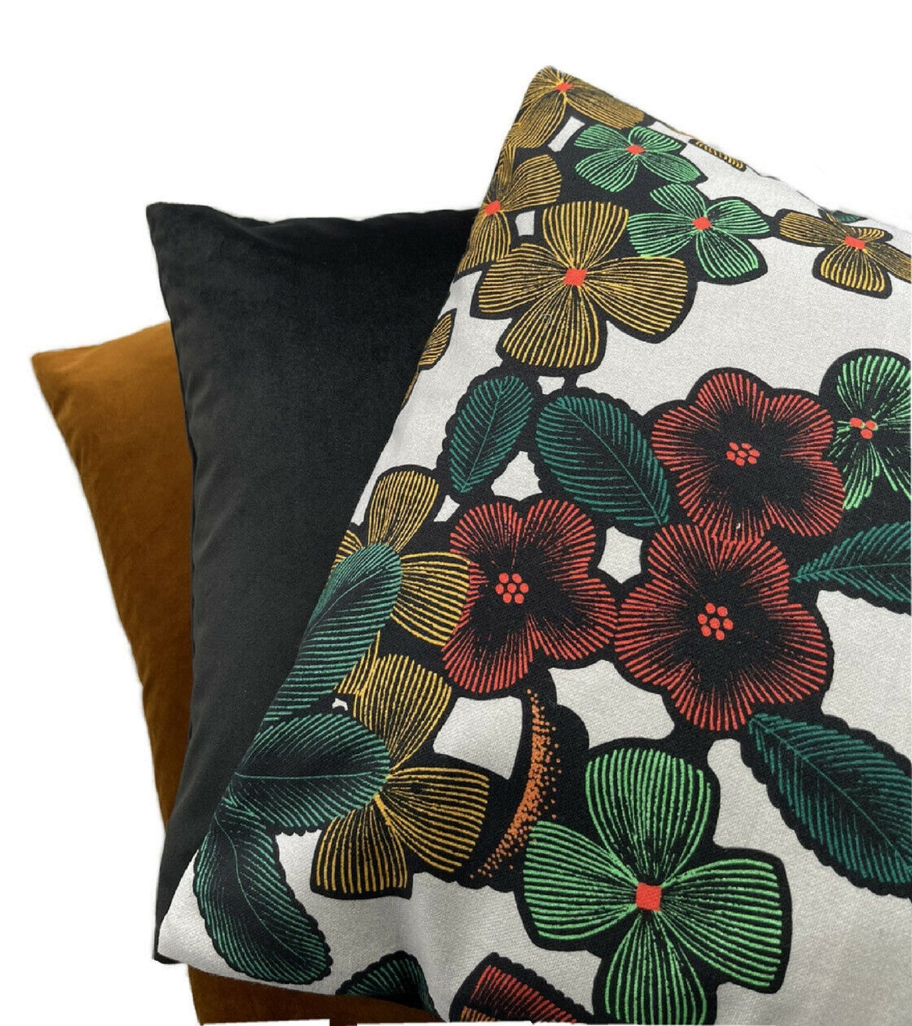 Floral Throw Pillow Case Kew Gardens Light Grey Cotton Cushion Cover Botanical Pillowcase Japanese Design Black Green