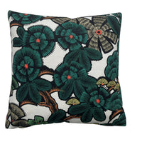 Thumbnail for Floral Throw Pillow Case Kew Gardens Light Grey Cotton Cushion Cover Botanical Pillowcase Japanese Design Black Green