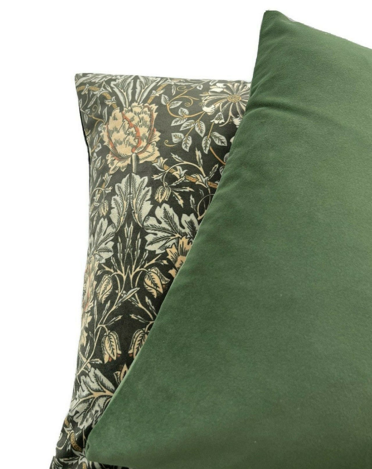 Garden Honeysuckle Cushion Cover Floral Pillow Black Blue Green Plants Velvet